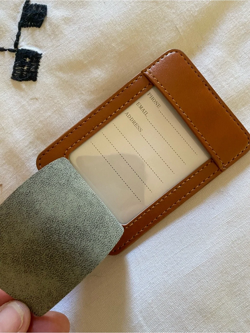 Leather Luggage Tag - Brown Travel ID Holder